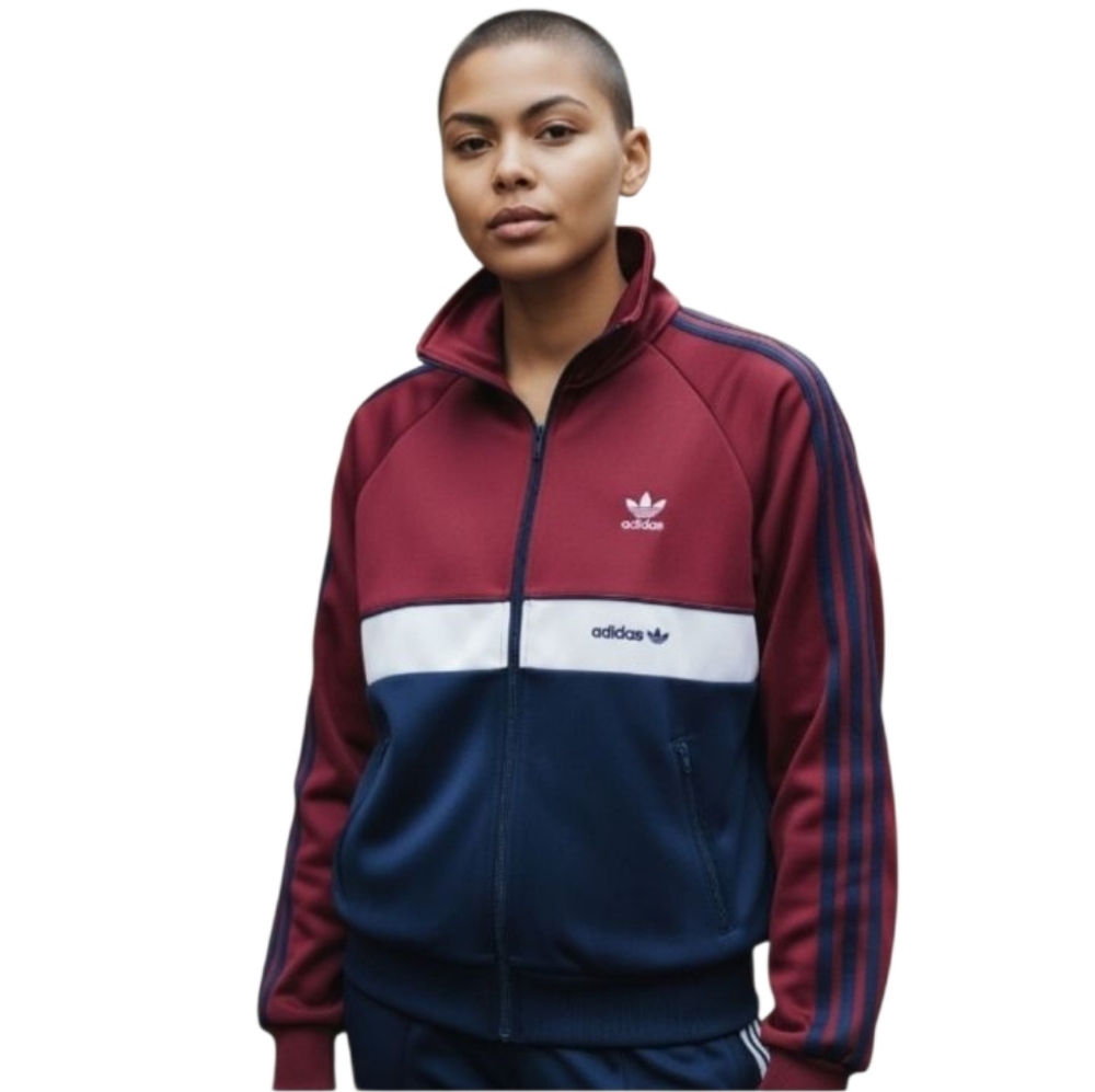 Adidas Vintage 80s Men's Trefoil Track Jacket Blue Maroon Gray Size Small